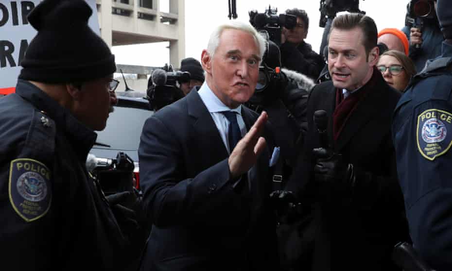 Roger Stone arrives for arraignment in Washington DC on 29 January. 