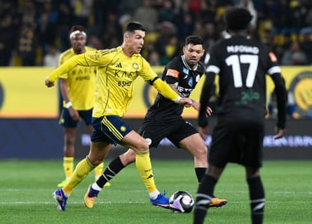 Cristiano Ronaldo playing for Al-Nassr.