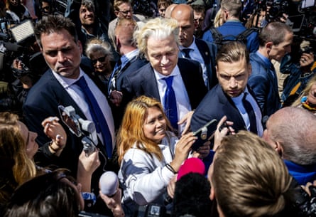 Geert Wilders poses for photos with supporters
