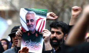 Demonstrators protest against the killing of the Iranian General Qassem Soleimani, in front of the United Nations office in Tehran, Iran, 3 January 2020.