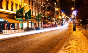 Karl Johans Gate on a winter’s night.