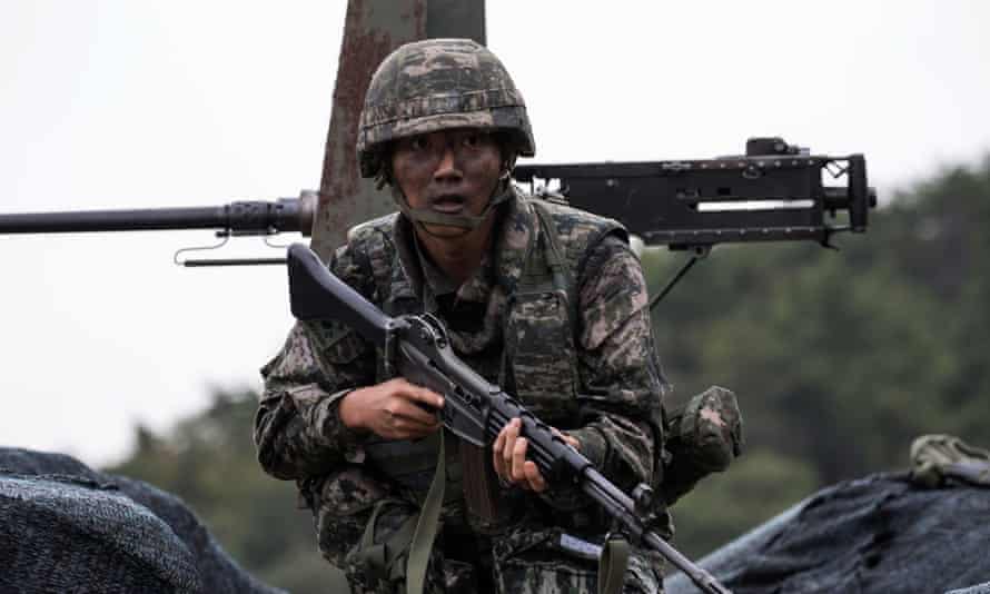 A South Korean marine participating in an exercise this week.