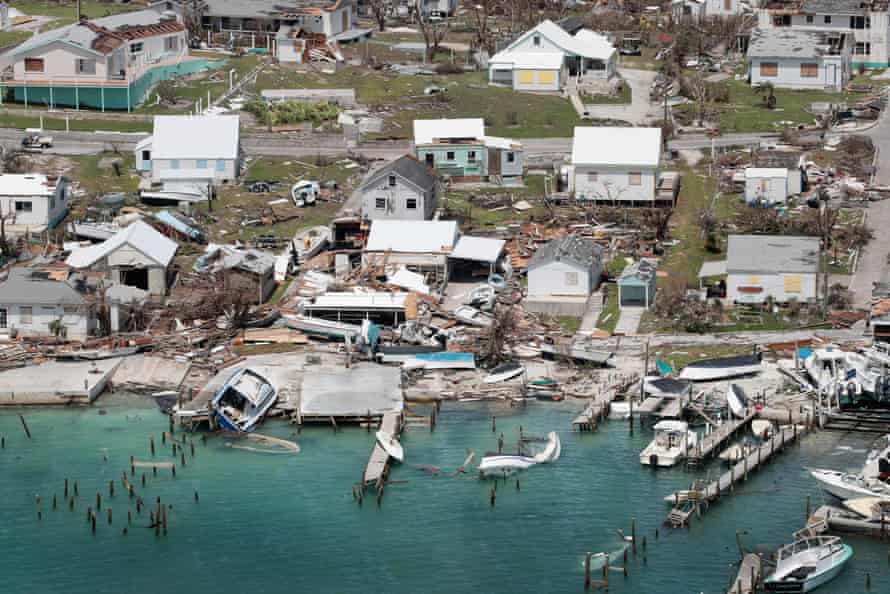 An aerial view of damage caused by Hurricane Dorian is seen on Great Abaco Island on Wednesday.