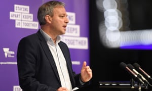 Victorian chief health officer Brett Sutton addresses the media in Melbourne on Sunday, as it was announced Melbourne will remain under coronavirus lockdown until at least 26 October.