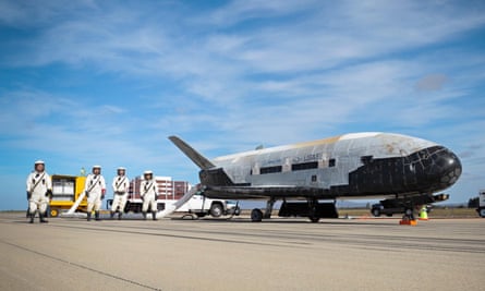 The X-37B after landing in October 2014.