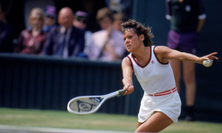 Evonne Goolagong-Cawley in action at Wimbledon in 1981.