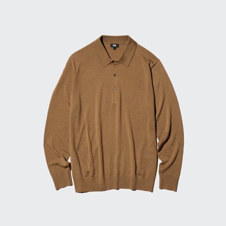 Brown long-sleeved polo shirt