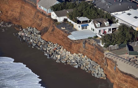 Cliffs in Pacifica, California, washed away by powerful storms in 2016. The new report warns of increased coastal erosion.
