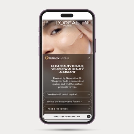 Mobile device showing a beauty app on screen