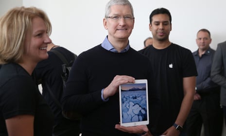 Apple chief executive Tim Cook with the iPad Pro.