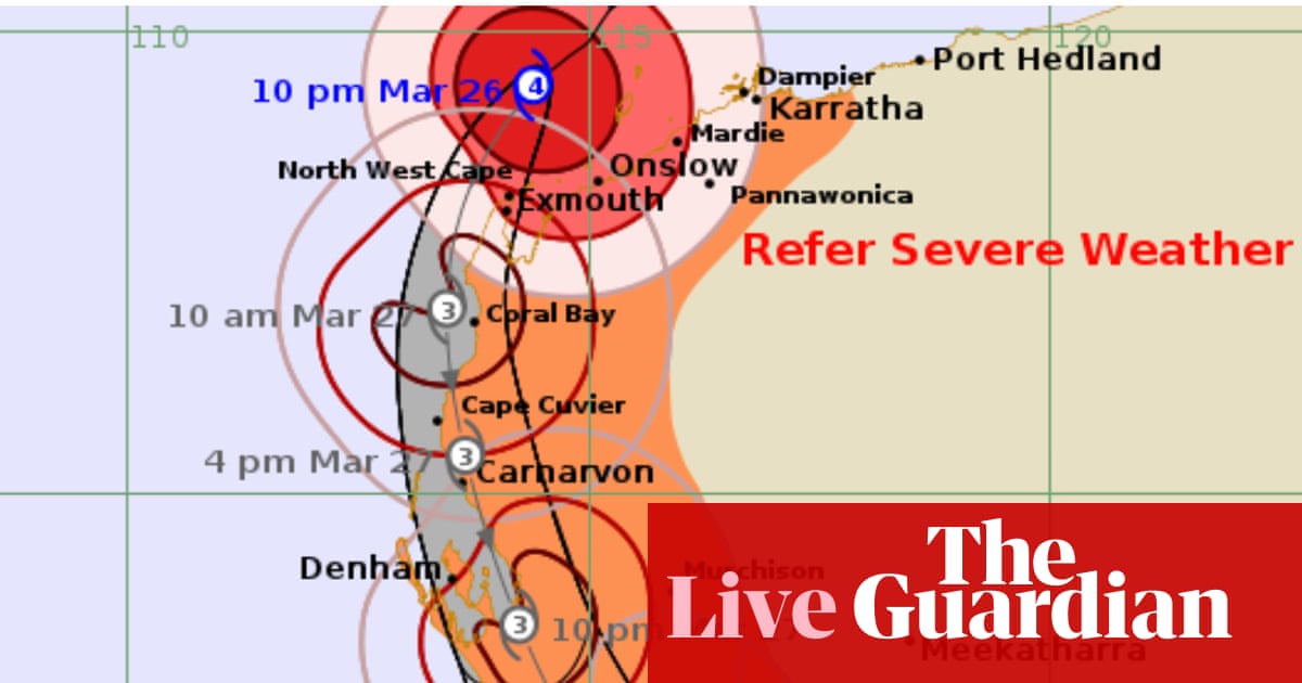 Australia news live: Tropical Cyclone Narelle bears down on WA towns; Kyle Sandilands sacking case in court