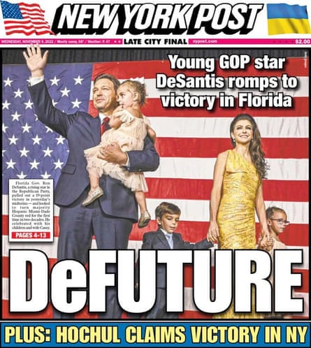 The New York Post celebrated Ron DeSantis’s victory.