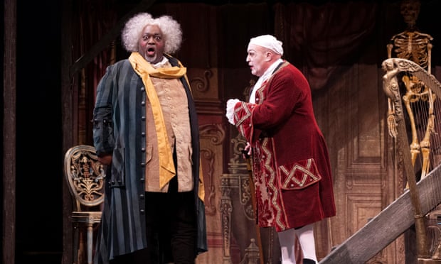Keel Watson (Basilio) and Andrew Shore (Dr Bartolo) in the WNO’s Barber of Seville.