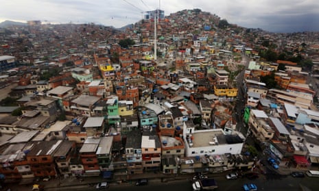 The Alemão favela complex in Rio de Janeiro, viewed from the cable car.