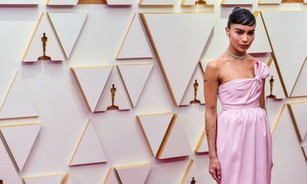 Zoë Kravitz wears ‘ballet pink’ to the Oscars last month.