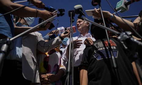 Presidential candidate José Antonio Kast spoke with the press on the outskirts of Santiago. 