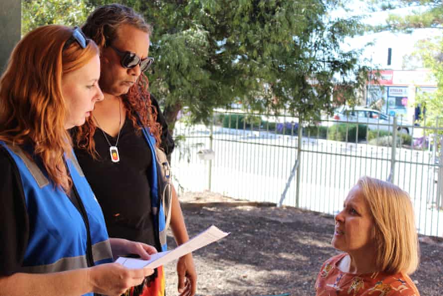 Anthea Krieg, right, discusses a case with members of the Ceduna Street Beat community patrol team