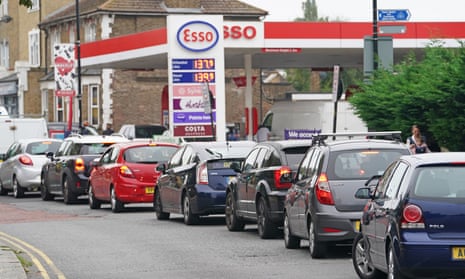 Motorists queue for fuel on Saturday at a petrol station in Brockley, south London.