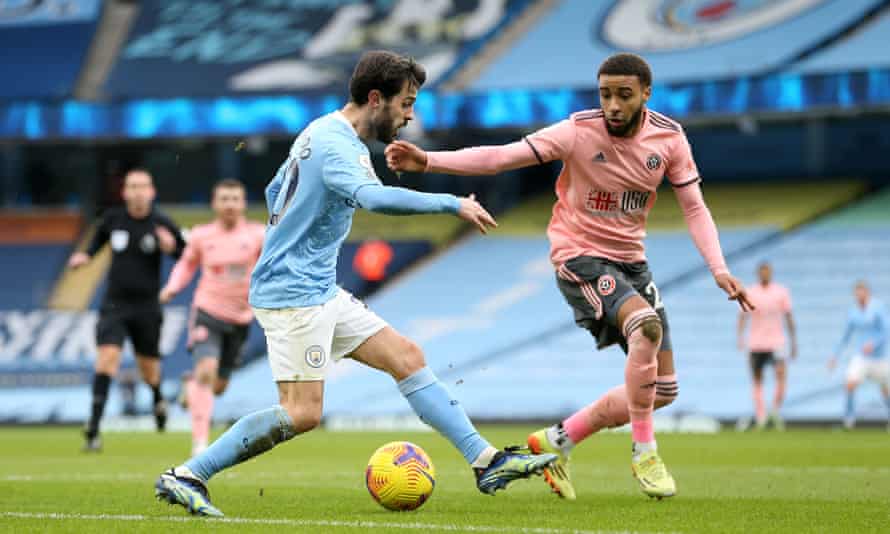 Bernardo Silva in action for Manchester City against Sheffield United
