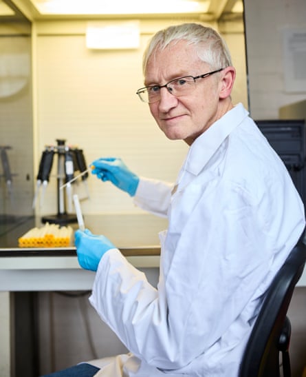 Andrew Cunningham at a work bench in a laboratory