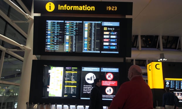 Passengers at Terminal 2 at Heathrow as flights suspended after drone sighting