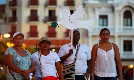 Campaigners protest against violence against women, in Cartagena