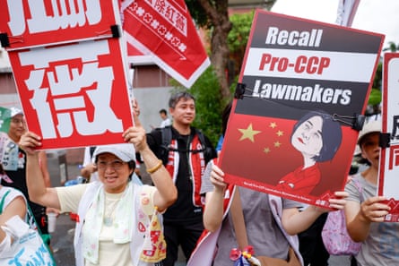 Supporters of the recall movement gather in Taipei.