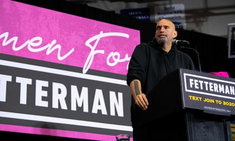 Pennsylvania Senate candidate John Fetterman delivers remarks during a "Women For Fetterman" rally at Montgomery County Community College in Blue Bell, Pennsylvania, on Sunday.