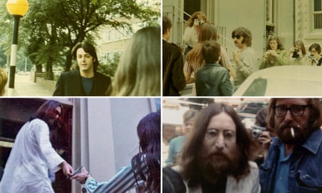 Fan photos of (clockwise from top left) Paul McCartney, Ringo Starr, John Lennon and George Harrison used in Lewisohn’s show Hornsey Road.