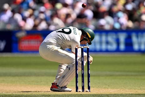 Boland ducks under a bouncer.