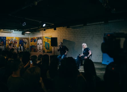 Yuliia Paievska at poetry reading at Meridian Kharkiv festival.