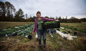 Liz Whitehurst, owner of Owl's Nest Farm outside of Washington DC, in one of her fields.