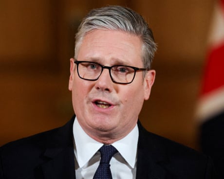 Keir Starmer delivers a statement inside No 10 Downing Street