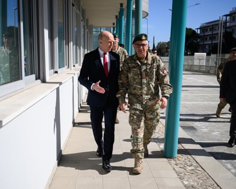 UK defence Secretary John Healey arrives at the Ministry of Defence in Nicosia, Cyprus.