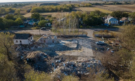 Scene of the missile strike in Hroza