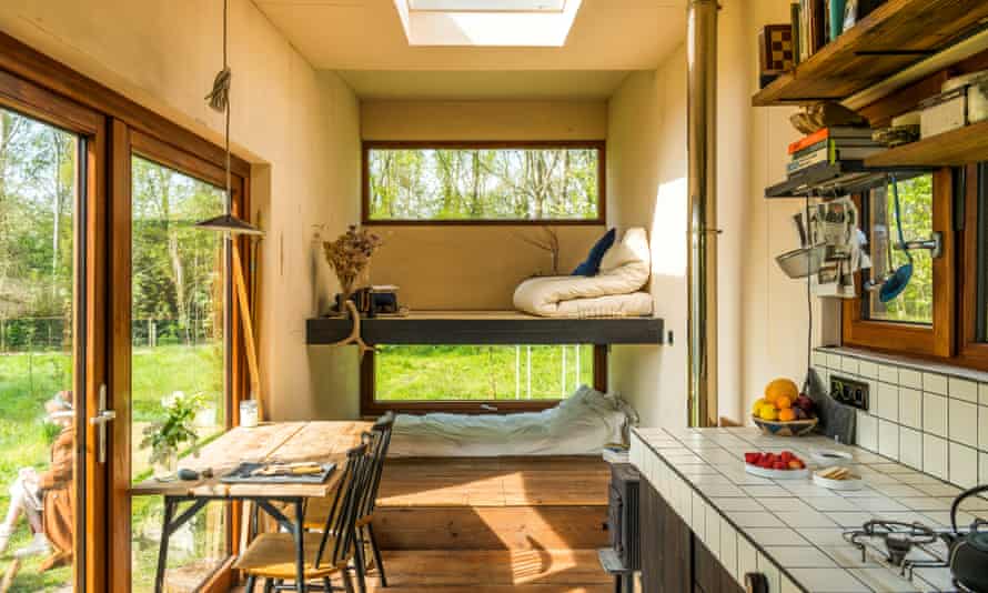 The Carabane's kitchen, writing and bedroom areas