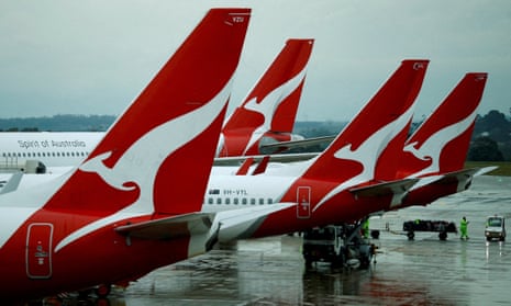 Qantas aircraft on the tarmac at Melbourne airport