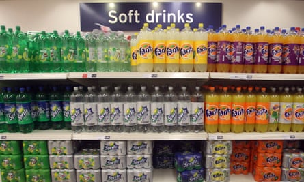 Fizzy drinks on a supermarket shelf