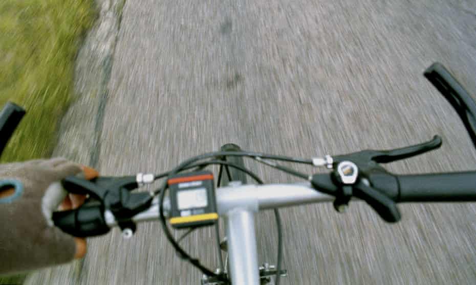 Bicycle handlebars from the cyclist's point of view.