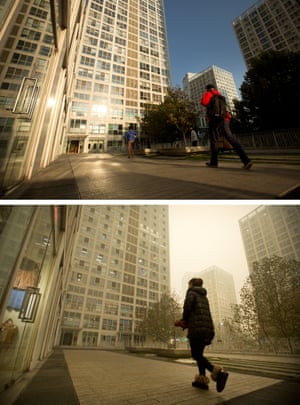 The same spot in Beijing on 1 November and 1 December.