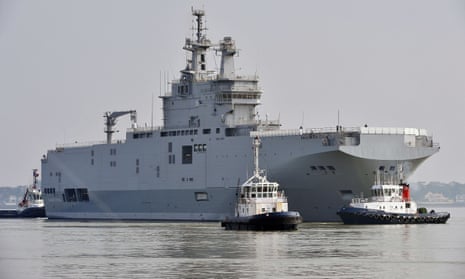The Sevastopol Mistral warship off Saint-Nazaire, north-west France