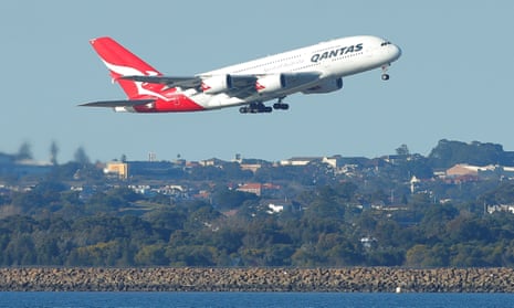 A Qantas A380 jet takes off from Sydney airport. Australian residents normally resident overseas are now captured by the border ban. 