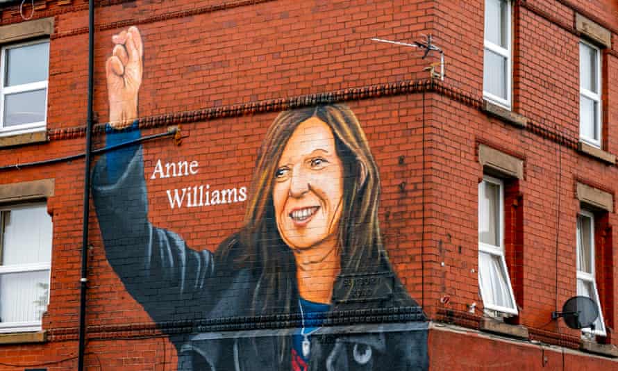 The mural of the mother of Hillsborough victim Kevin Williams, on a building in Anfield, Liverpool.
