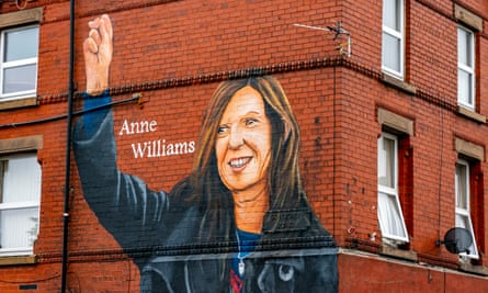 A mural of Anne Williams on a building in the Anfield area of Liverpool.