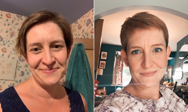 Helen Burridge’s before and after haircuts.