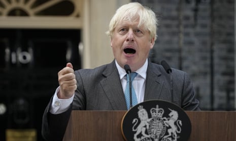 Boris Johnson resigning as prime minister last month.