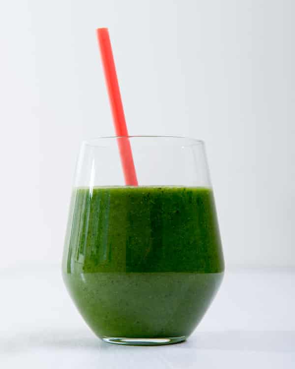A glass of green smoothie