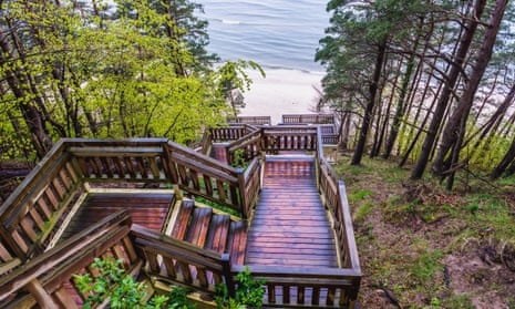 Stairs down to the beach at the Miedzyzdroje seaside resort on Wolin Island.