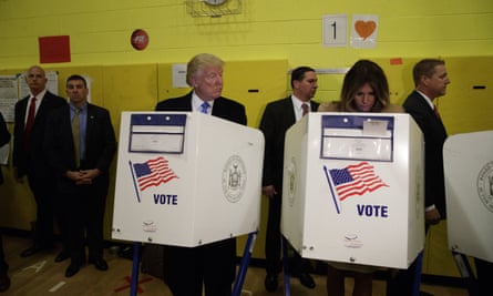 Donald and Melania Trump cast their votes on the 8 November 2016 presidential election.