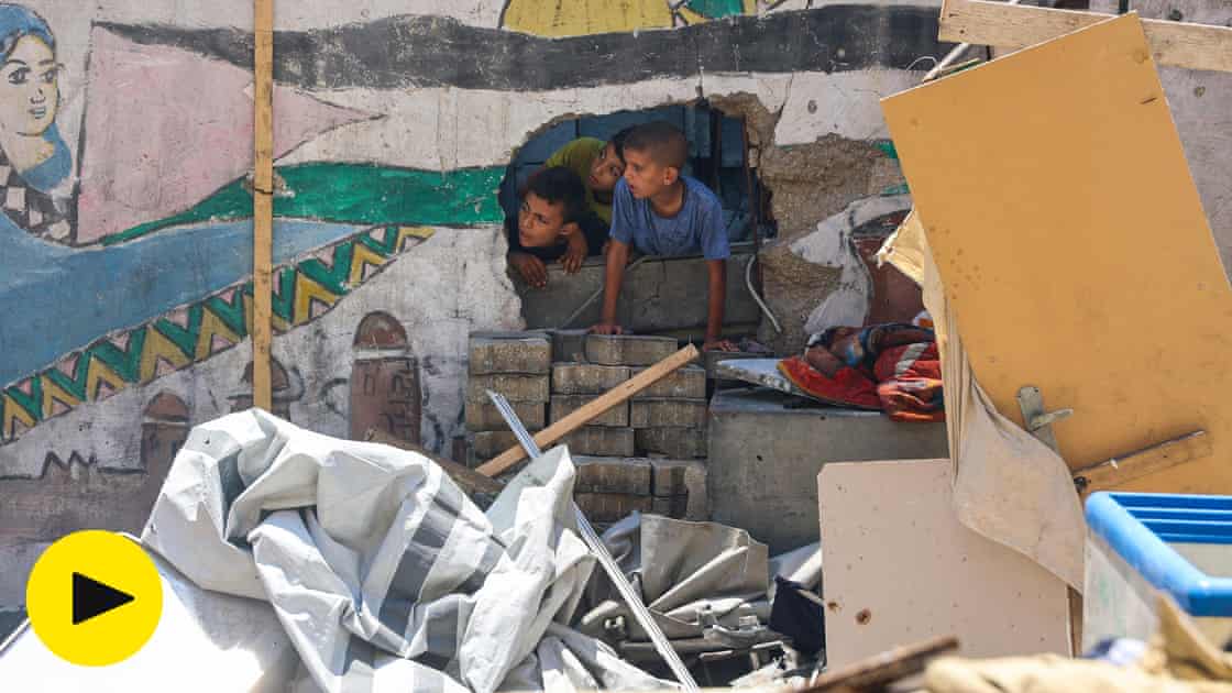 Footage shows aftermath of deadly Israeli strike on Gaza school turned shelter – video